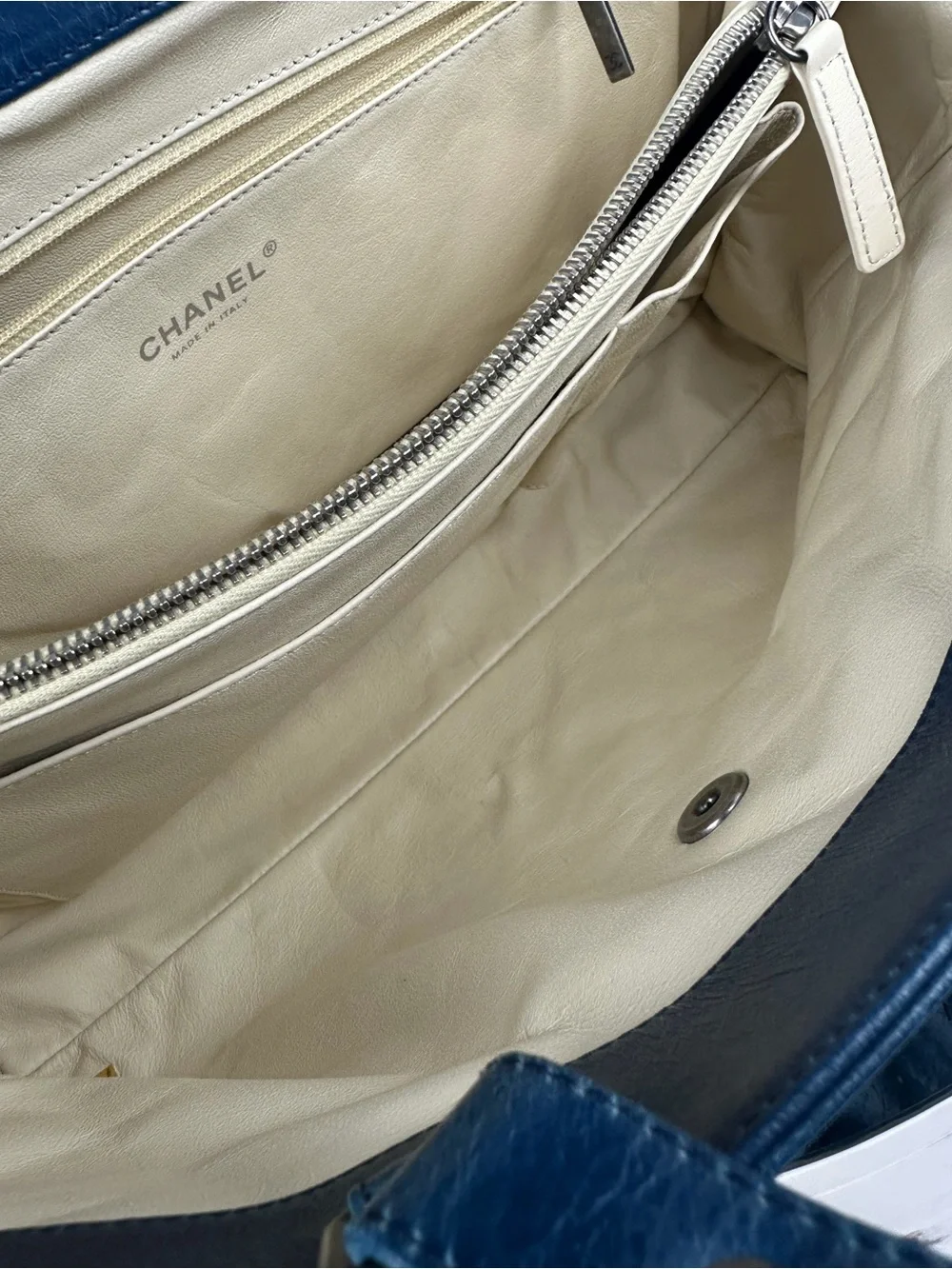 CHANEL Blue Quilted Leather Boy Tote / Shoulder Bag – Ruthenium Hardware